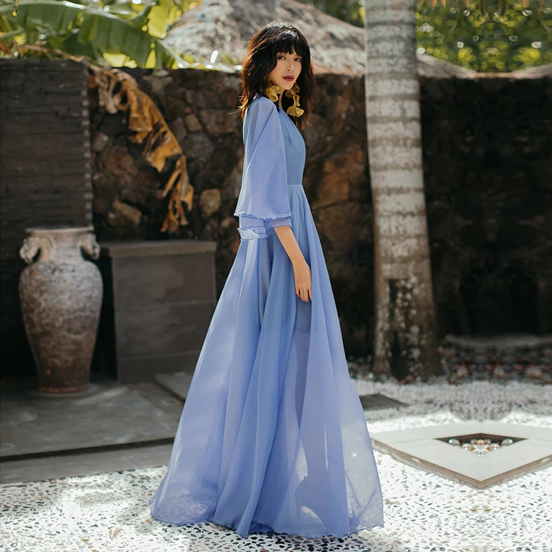 VERRAGEE 2019 летнее синее фиолетовое Длинное Платье женское Элегантное макси