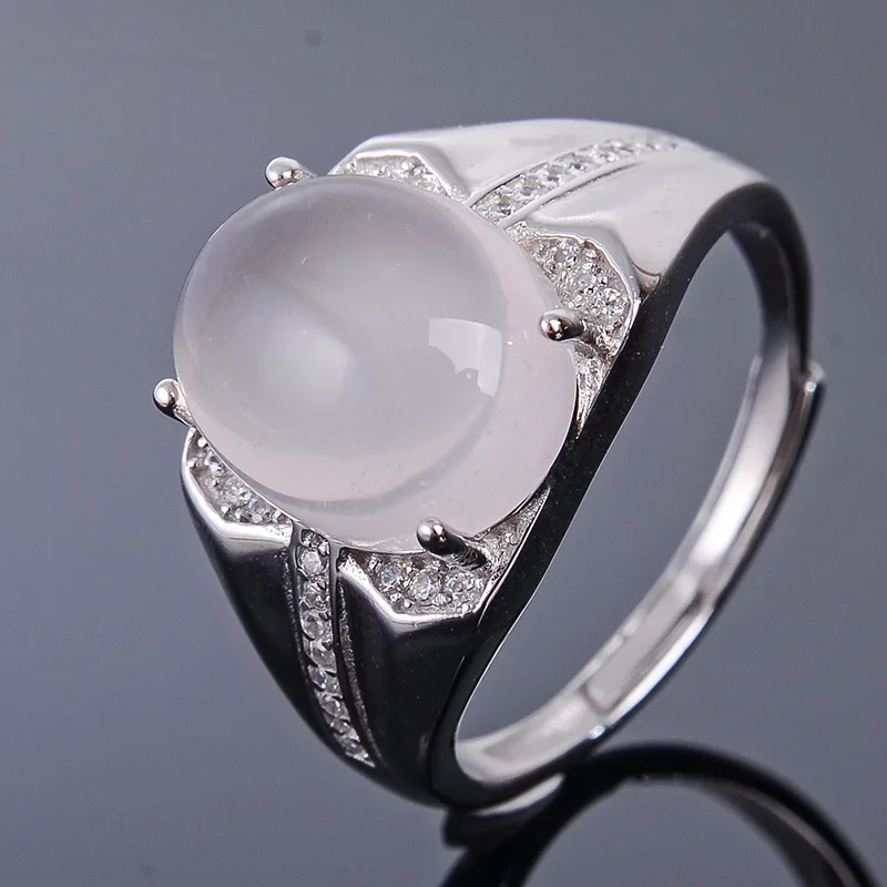 With rose quartz1012 MeiBaPJ 8*10/10*12 натуральный розовый кварт драгоценный камень модное кольцо/пустая поддержка для мужчин Настоящее 925 пробы серебро прекрасный брелок ювелирные изделия - Цвет камня: With rose quartz1012