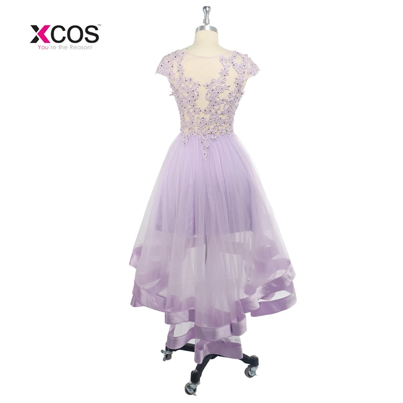 Vestido casamento de renda спереди короткое длинное сзади прозрачное лавандовое с высокой