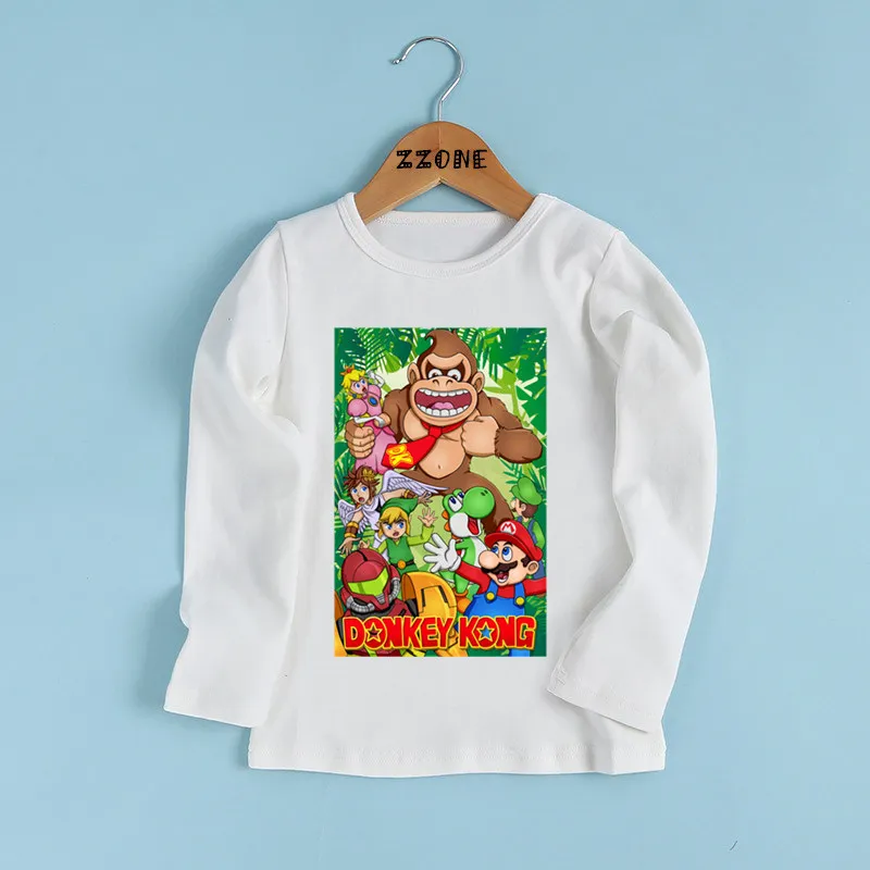 Kids Funny Casual Clothes Boys and Girls Super Mario Smashed Brothers Print T shirt Baby Cartoon Long Sleeve T-shirt LKP5220 | Детская
