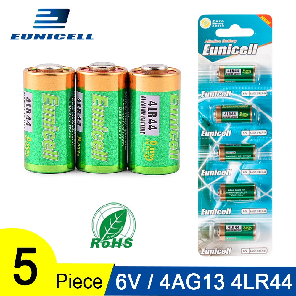 

5PCS 1 Card 6V 4AG13 Alkaline Duty Battery Primary and Dry Batteries 4LR44 A544V 4034PX PX28A L1325 544 4A76 for Toys Calculator