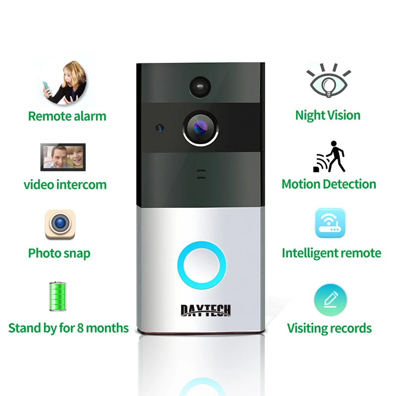 DAYTECH беспроводной видео дверной звонок камера Wi-Fi 720P HD IP PIR датчик движения