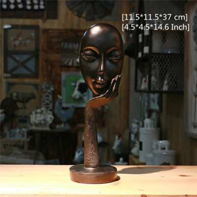 Black Mask-L VILEAD, 28,5 см, 37 см, смоляная маска для лица, статуэтки, скандинавские Абстрактные Художественные украшения, креативное украшение для дома, для офиса, крыльца, скульптура, подарок - Цвет: Black Mask-L