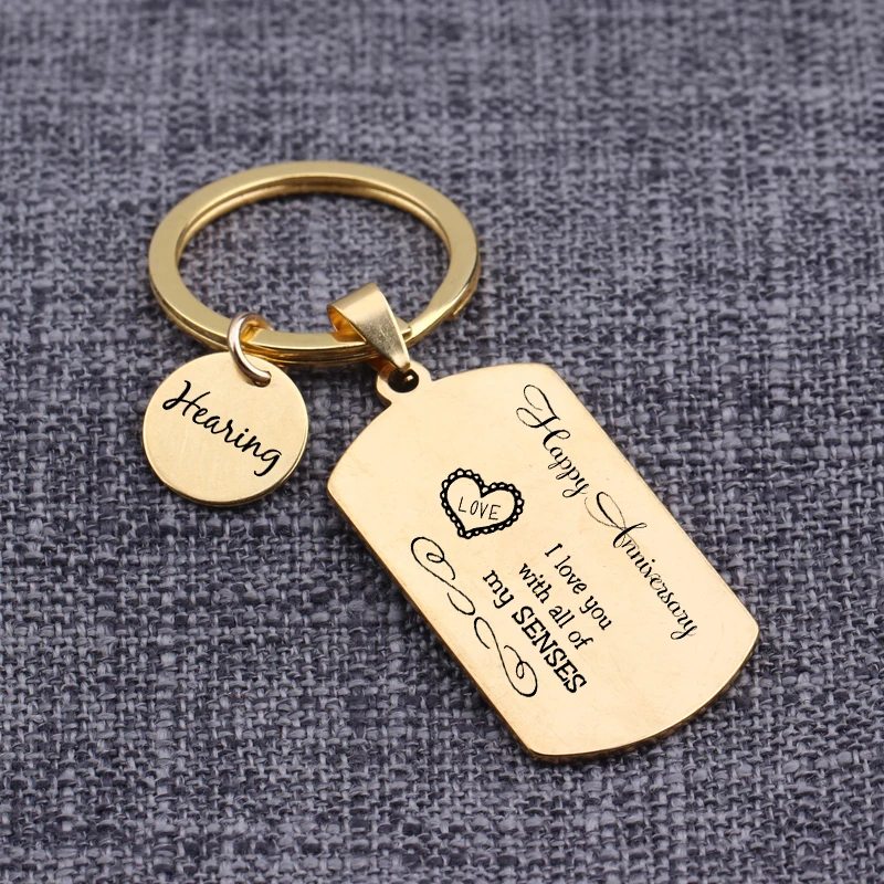 Совместные брелоки I Love You With All Of My Senses Pendant Keyrings Keytags Smell Touch Taste Sight Hearing Five Gift.