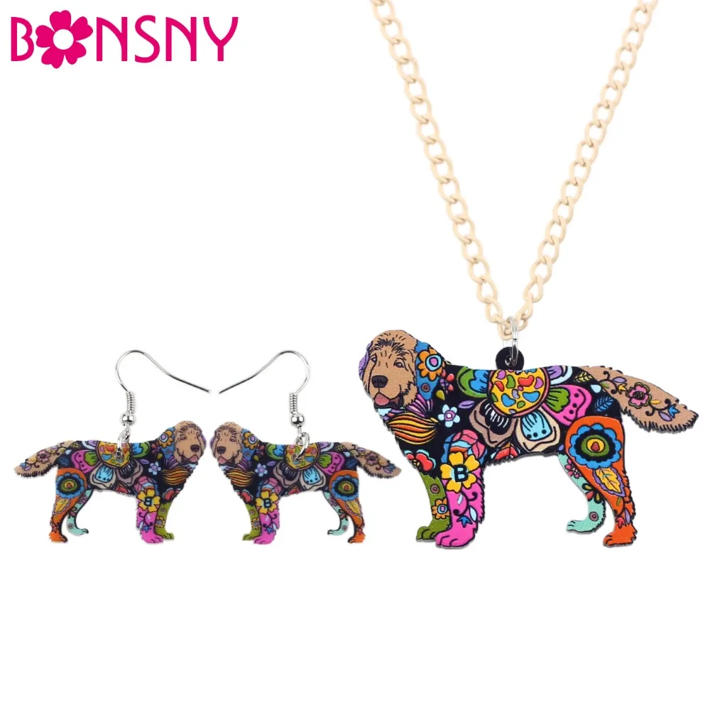 Bonsny брендовые акриловые Макси эффектные ожерелье и серьги с собакой колондфорда