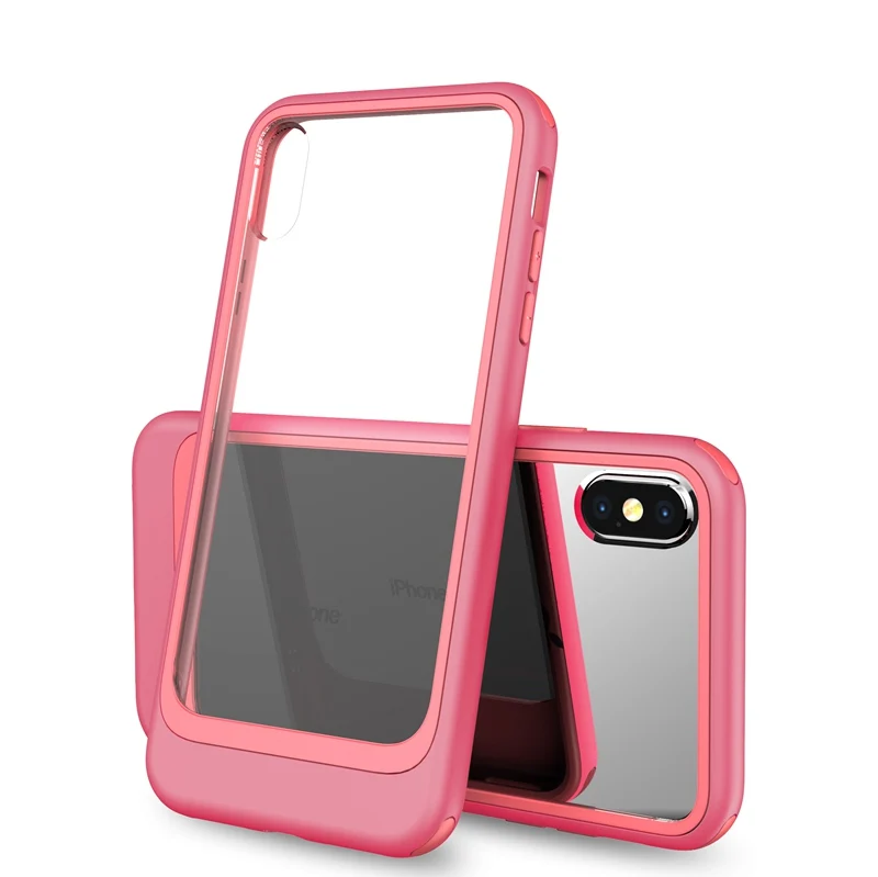 Pink Hot Pink Чехол для iPhone XS Max XR XS X 7 8 Plus, хит цвета, 2 в 1, комбинированный прозрачный акриловый защитный чехол, защитный чехол для iPhone 11 Pro 11 Pro Max - Цвет: Pink Hot Pink