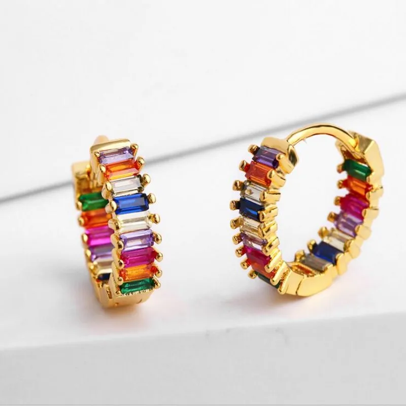 

2019 Top Selling Vintage Fashion Jewelry 10KT Gold Fill Multi Color 5A Cubic Zirconia Promise Women Wedding Earring Gift
