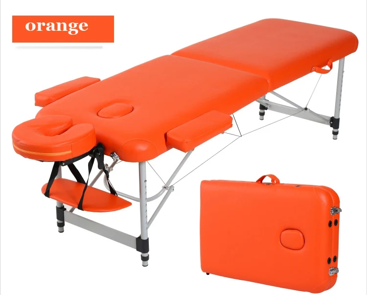 orange Профессиональная Алюминиевая портативная Расслабляющая Складная кушетка для массажа с мешочком для резьбы мебель для салона массажный стол Складная красота спа - Цвет: orange
