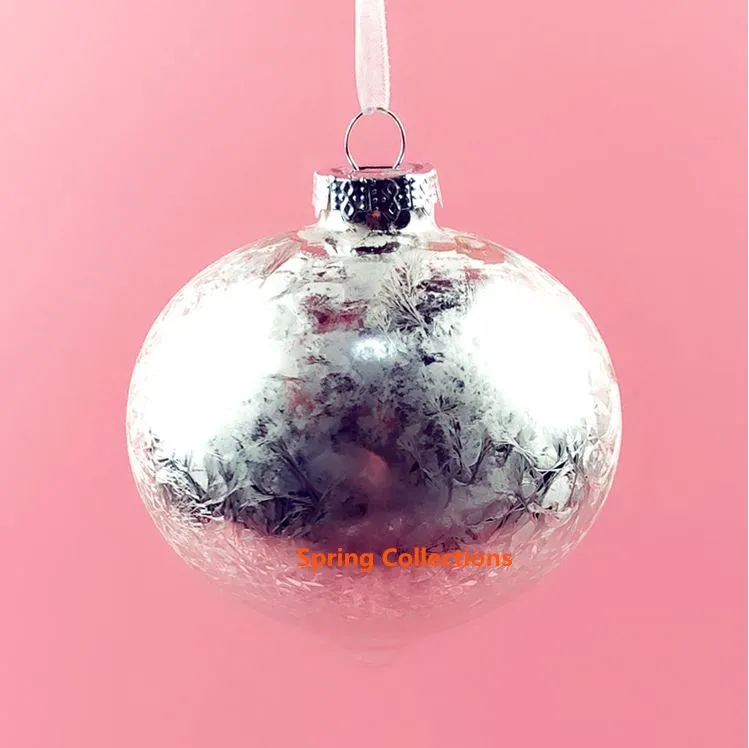 2 шт./лот 80 мм стеклянные Серебряные украшения для лука Рождественская елка шар