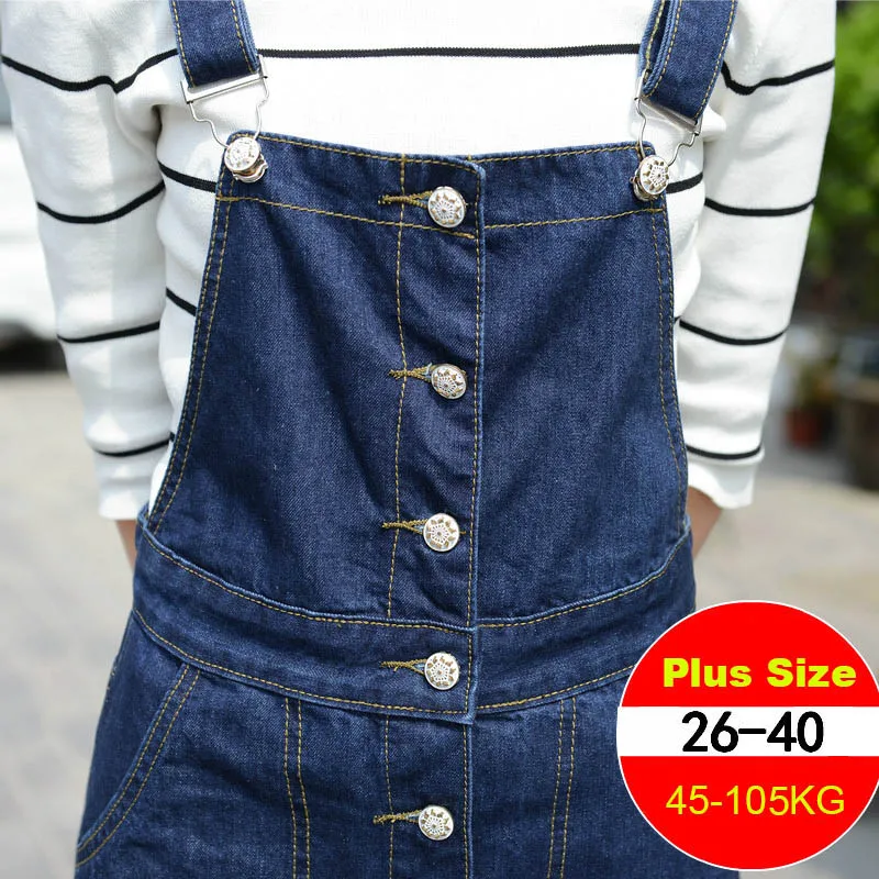 

S-9XL 2018 Spring Summer Women Denim Long Dress With Straps Preppy Style Suspender Dresses with Front Single Breasted Button