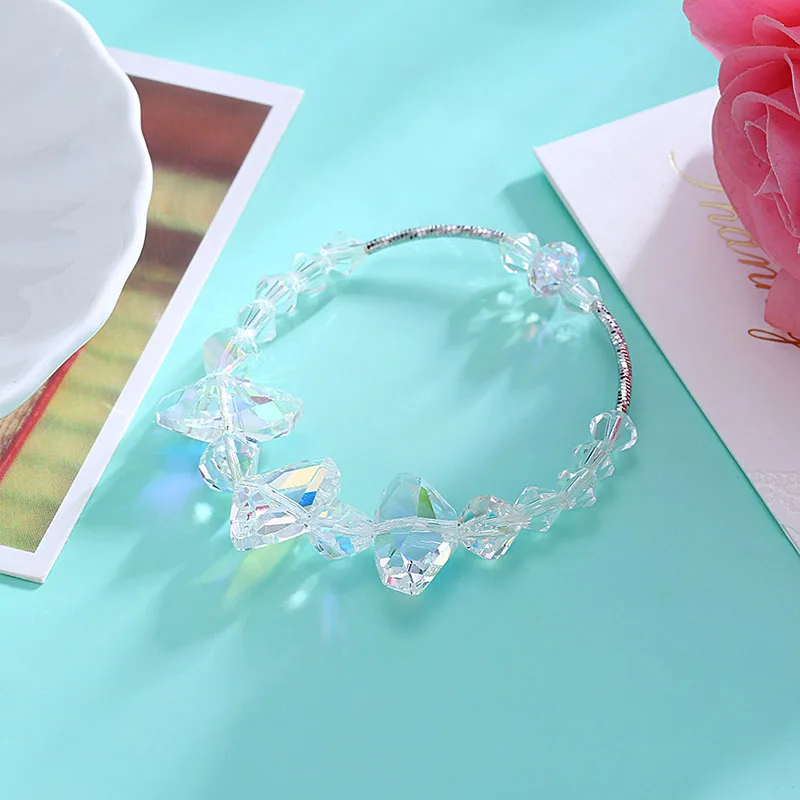 Изысканный женский Кристалл от Swarovski браслет нерегулярный Кристалл 925 Серебряный Модный браслет Свадебная вечеринка ювелирные изделия
