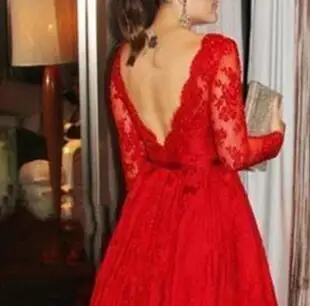 Сексуальные женщины с длинными рукавами пром платья красный вечернее платье ну