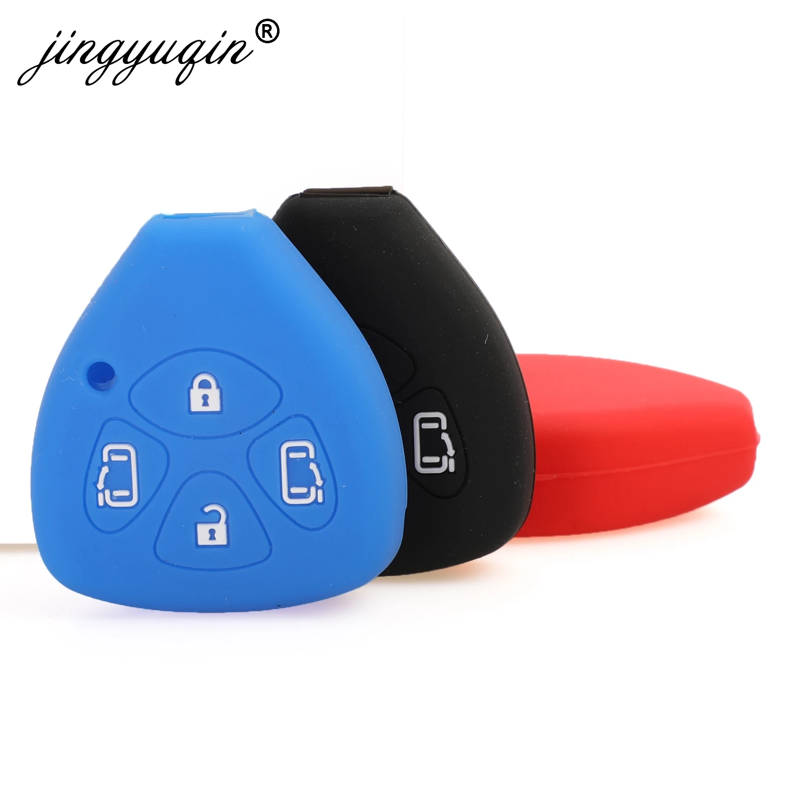 

Jingyuqin силиконовый чехол для ключей от машины чехол FOB для Toyota Yaris Prado Tarago Camry Corolla RAV4 REIZ Crown Avalon Venza защита