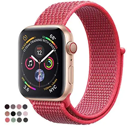 Наручных часов Apple Watch, версии спортивные нейлоновая петля ремешок для Apple Watch Watch4/3/2/1 ремень Легкий дышащий материал ремешок для iwatch Series44/42/40/38 мм - Цвет ремешка: Powder hibiscus
