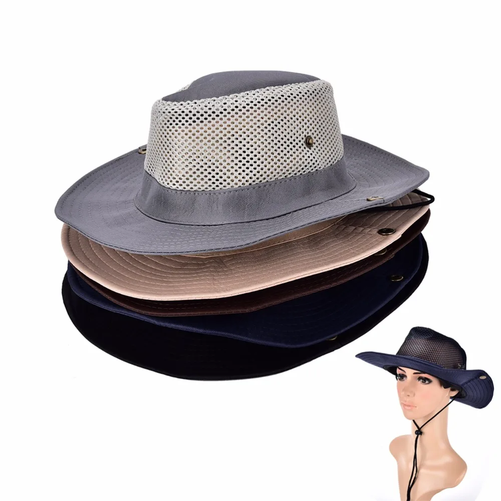 

Outdoor Sport Hiking Fishing Camping Hat Wide Brim Cap Breathable Mesh Cap Adjustable