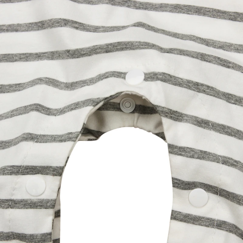 Gray Color Newborn Baby Boy Girls Clothes Long Sleeve Striped Hooded Romper Jumpsuit Outfits Playsuit | Детская одежда и обувь