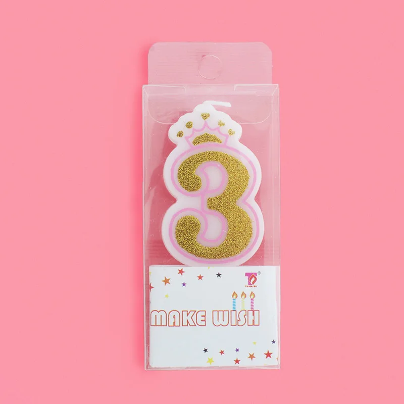 Crown Candles PK 3 1 шт., креативные розовые/синие свечи с короной для дня рождения и вечеринки, свечи с цифрами 0-9 для взрослых девочек и мальчиков, свечи для торта, кекса, Топпер, вечерние принадлежности - Цвет: Crown Candles PK 3
