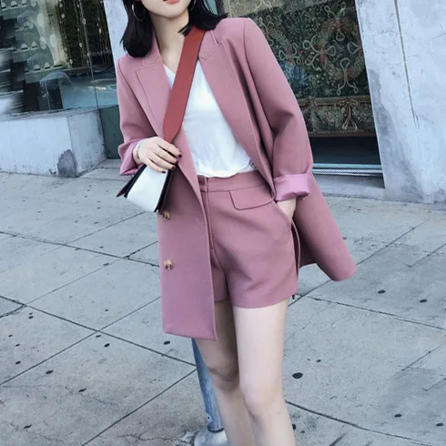 Новинка весны длинный костюм маленький пиджак Женский Повседневный = два