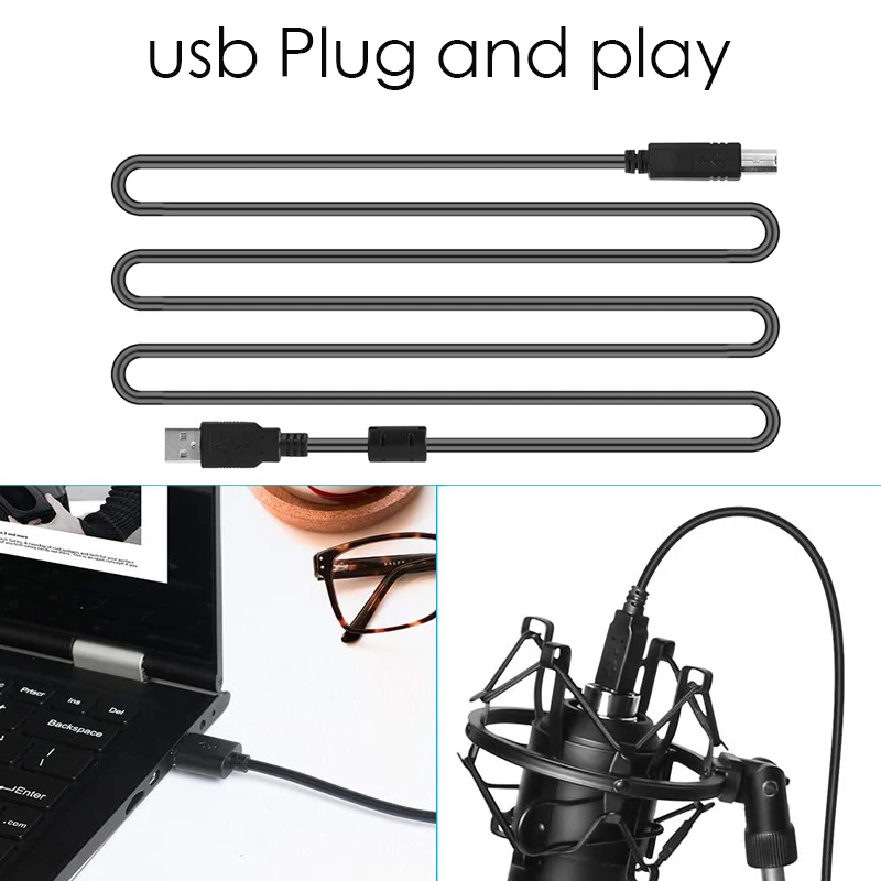 Конденсаторный микрофон для записи для анкерного USB микрофонная гусиная петля подвесной микрофон набор 192 кГц/24 бит высокая частота дискретизации