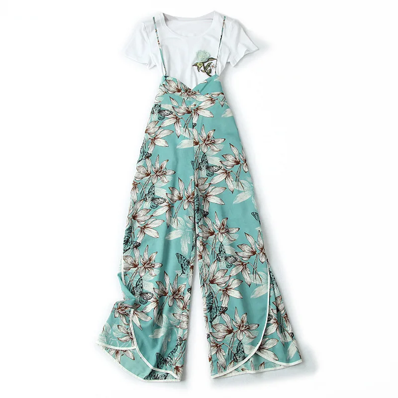 Женский Повседневный костюм комплект из двух предметов Новинка лета 2019 футболка