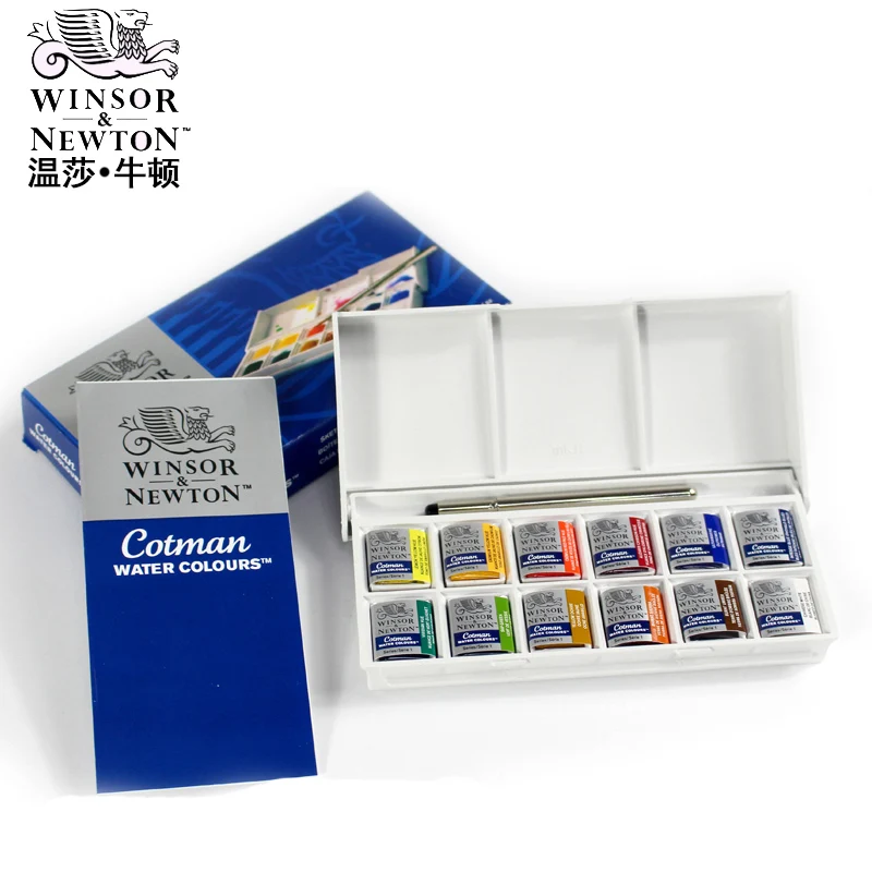 WINSOR& NEWTON твердый пигмент воды Цвет Краски 8/12/24/36/45 Цвет Cotman высокого уровня воды Цвет художественные рисовальные принадлежности полукювет мини