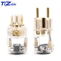 hifi eu power plug adapter gold plated schuko plug iec female connector electrical plug male transparent power cable connectors