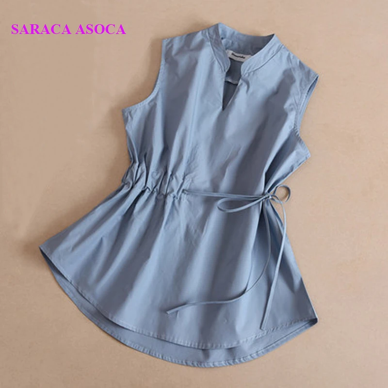 Женская Повседневная рубашка с v-образным вырезом и эластичной резинкой на талии