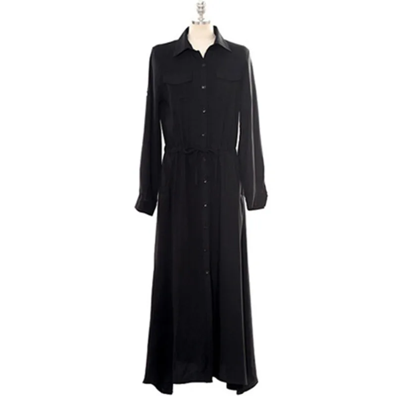 

2018 autumn and winter clothing new fashion long section long-sleeved shirt dress women's fashion slim long belt long dress G62