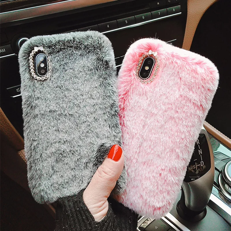 Rabbit Hair Fur Fluffy Phone Case for samsung galaxy M10 M30 S M20 A10E J4 J2 Core Note 10 J6 PLUS 2018 J7 NEO Grand prime pro |
