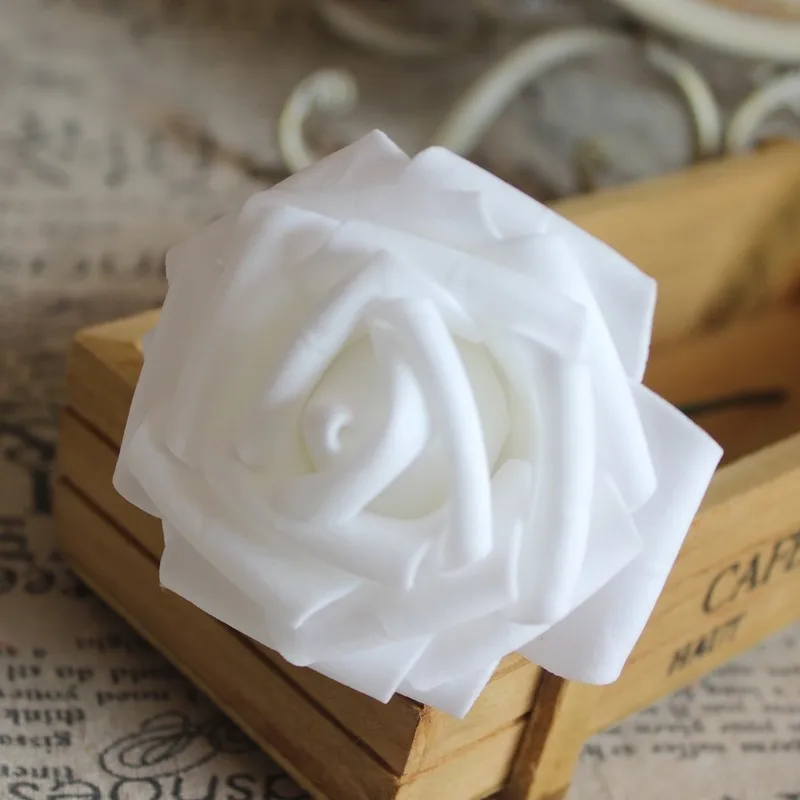 White 25 шт. новые красочные искусственные из ПЭ пена розовыми цветами невесты искусственный свадебный цветок букет для домашнего украшения «сделай сам» расходные материалы - Цвет: White