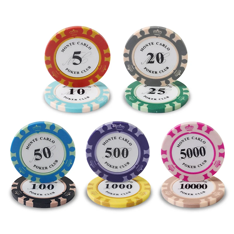 

50 шт./лот монеты для казино «монеты монте-карло», техасская глина, покерные чипсы, набор высококлассных бакара, 14 г, покерные чипсы