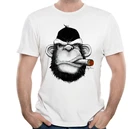 Новая модная летняя мужская футболка, классная хипстерская футболка с сигарами и обезьянами, повседневные футболки с круглым вырезом, Новые Топы в стиле панк для мальчиков