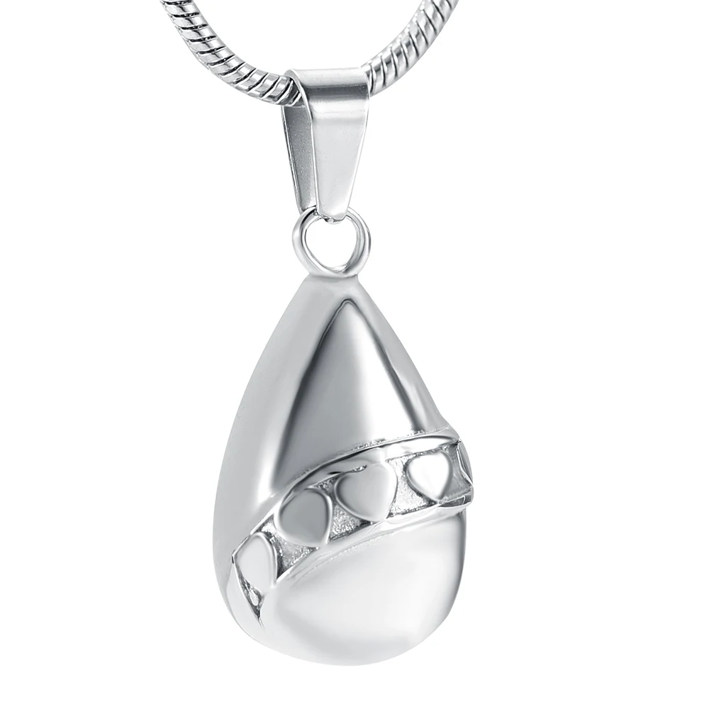 

IJD9946 Teardrop with Heart Pendant Stainless Steel Cremation Keepsake for Ashes Urn Necklace Memorial Jewelry