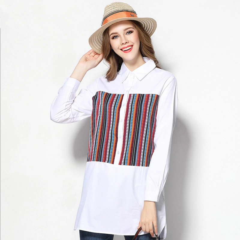 Блузки Повседневная рубашка Для женщин блузка Femme Printemps 2018 4XL хлопок белье Dentelle 4XL|