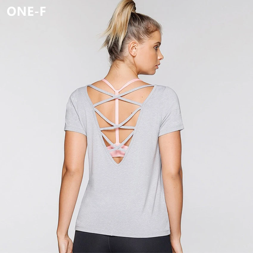 ONE F спортивный топ с открытой спиной для фитнеса frauen Свободный Топ коротким