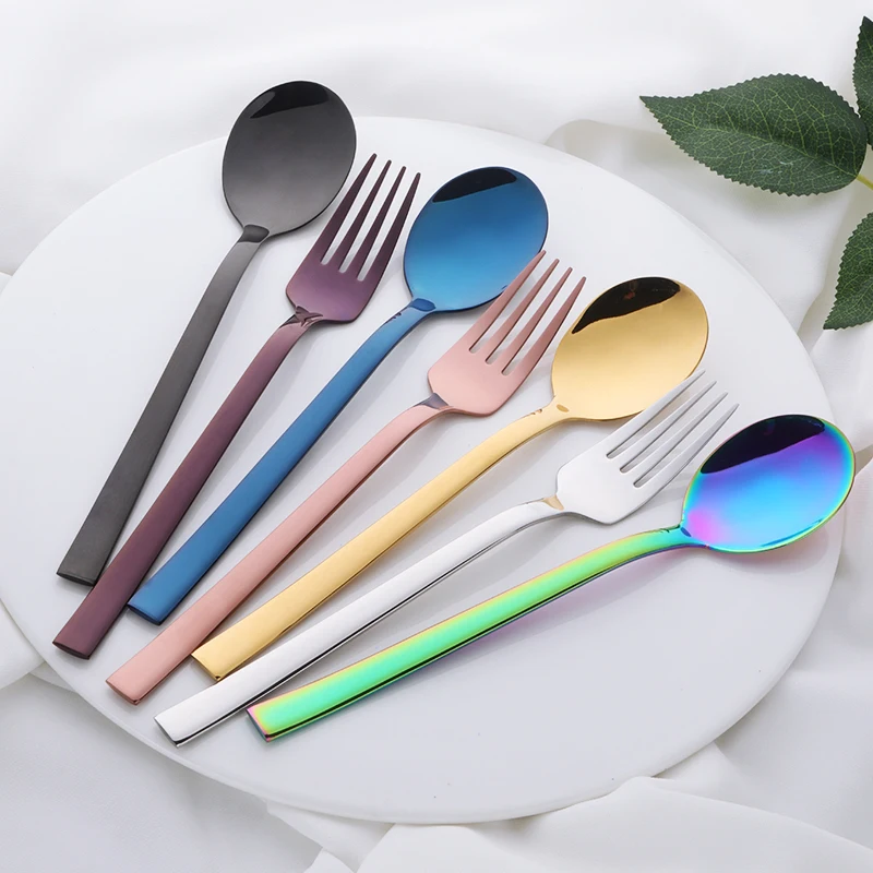 Набор из 2 столовых ложек и вилок нержавеющей стали с длинной ручкой|korean spoon|dinner