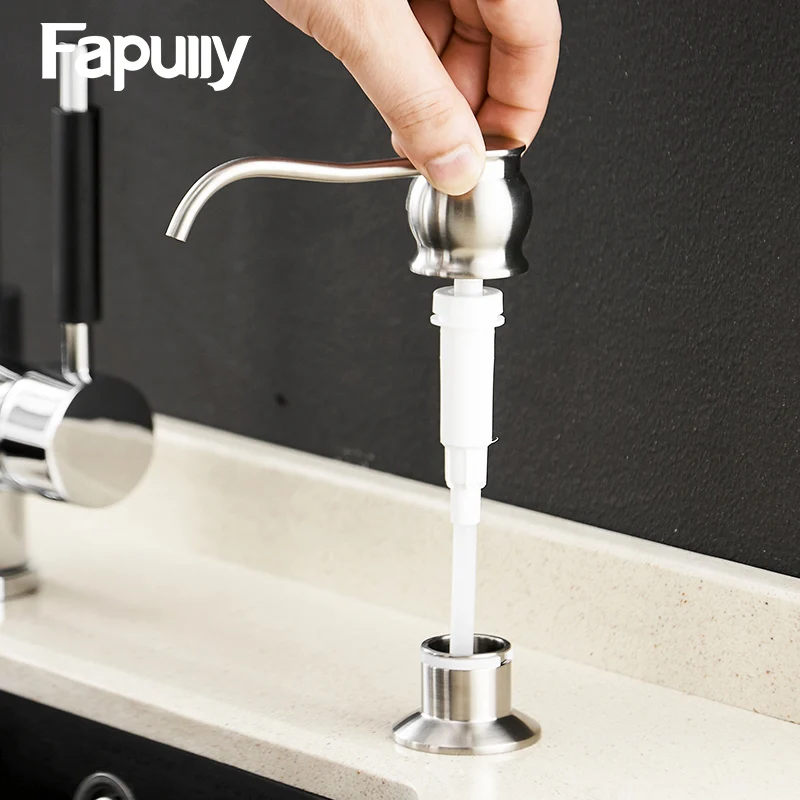 

Fapully New Kitchen Copper ABS Plastic Liquid Soap Dispensers Nickel Brushed Plastic Bottle Kitchen Sink Replacement Hand P122