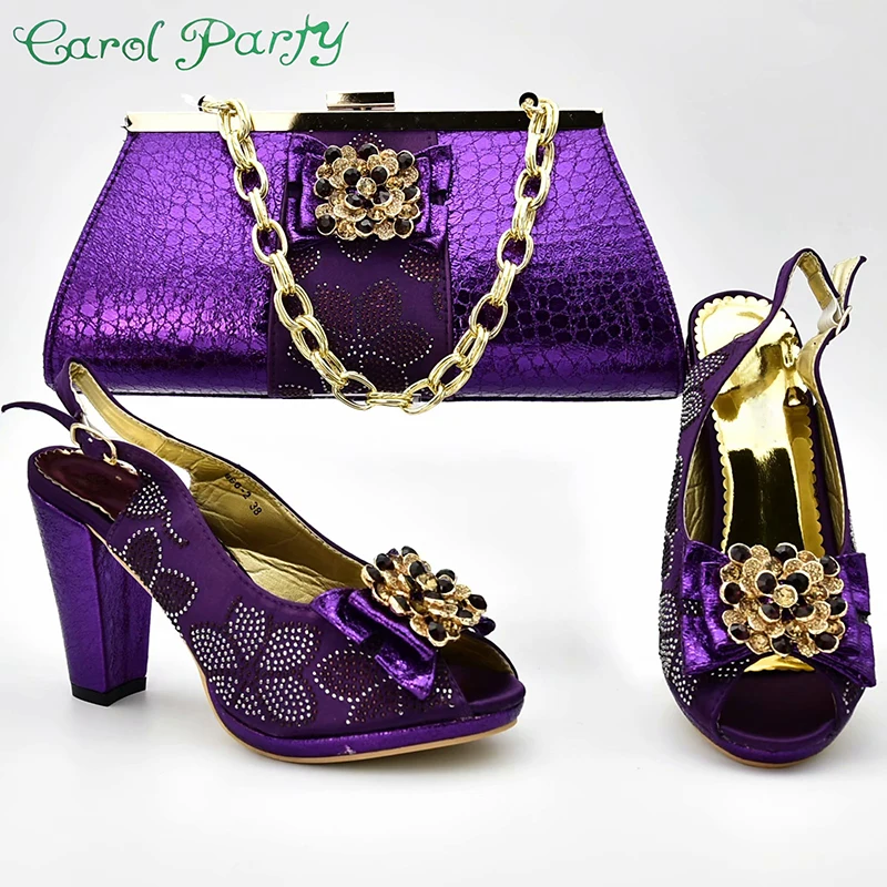 Итальянская обувь фиолетового цвета с подходящими сумками комплект