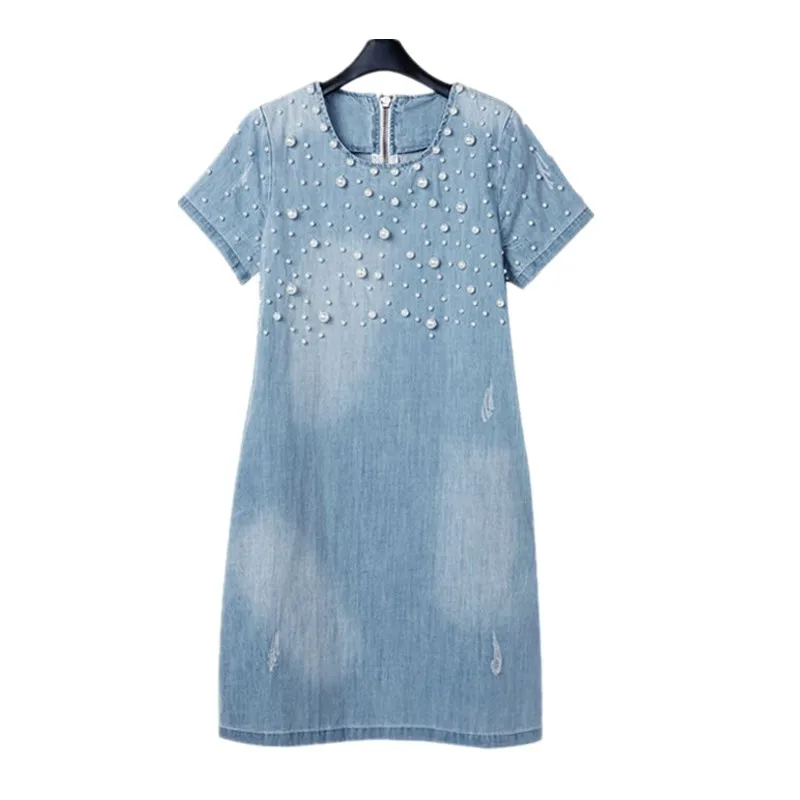 2017 женское джинсовое платье новые летние платья 5XL повседневные женские джинсы с