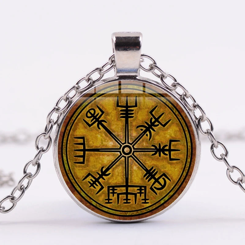Винтажное ожерелье Компас SIAN Viking с подвеской из стекла эмблемой Троицы|Ожерелья