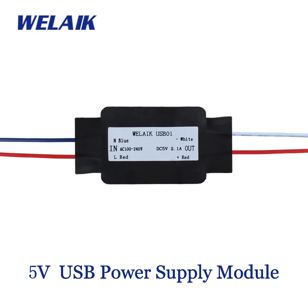 Welaik 5 В USB источника питания модуль 2.1A мобильного телефона зарядки Вход AC100 ~ 240