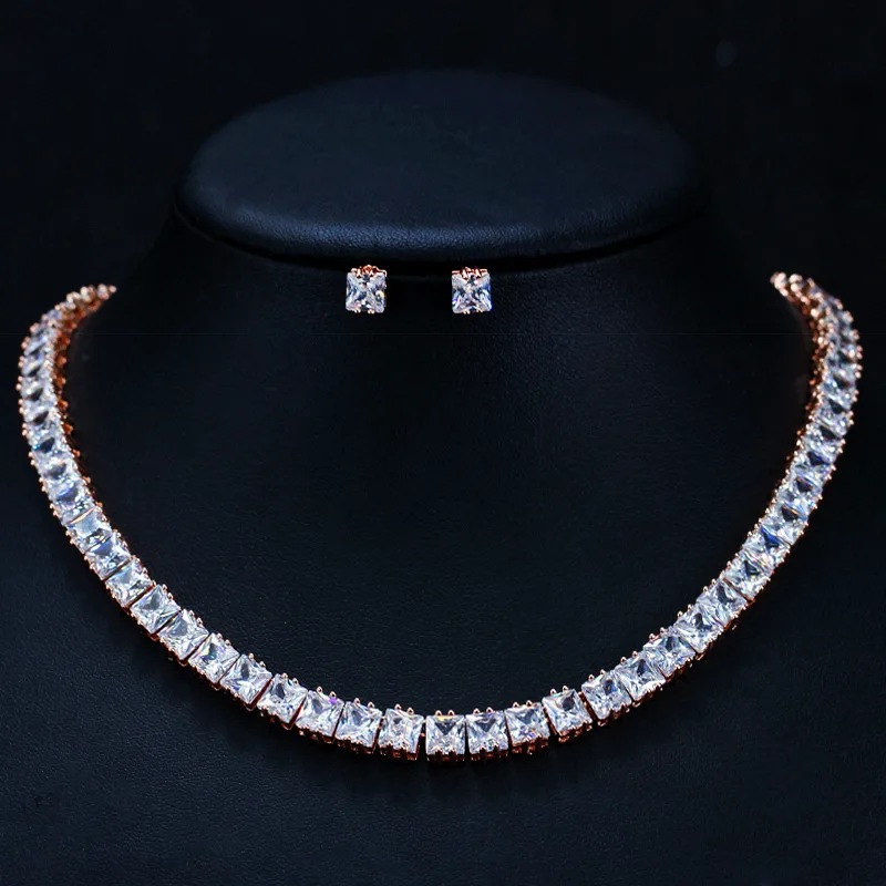 4 варианта стиля белый кристалл циркон розовое золото ювелирный набор серьги