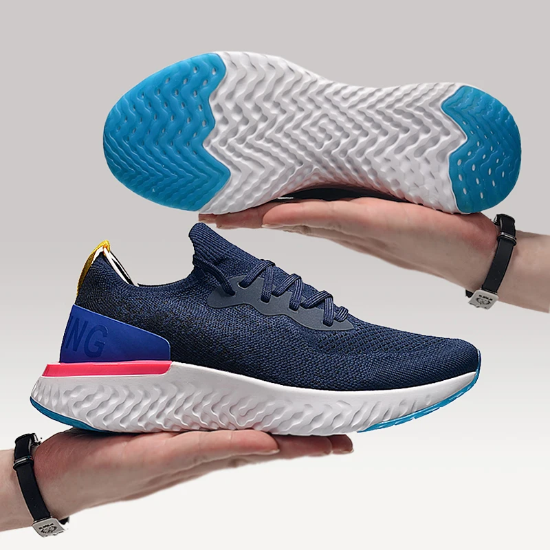 Мужские кроссовки; женская обувь Epic React; спортивная обувь Flyknit; дышащая сетка; пара ботинок; женская обувь для бега