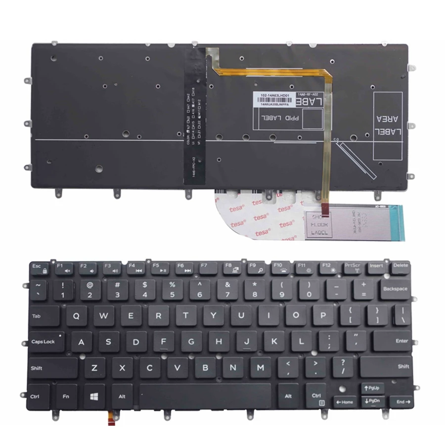 Teclado para Dell Teclado do Portátil Novo 9360 15br N7547 N7548 17-3000 Eua Preto Backlight Xps 13 9343 9350
