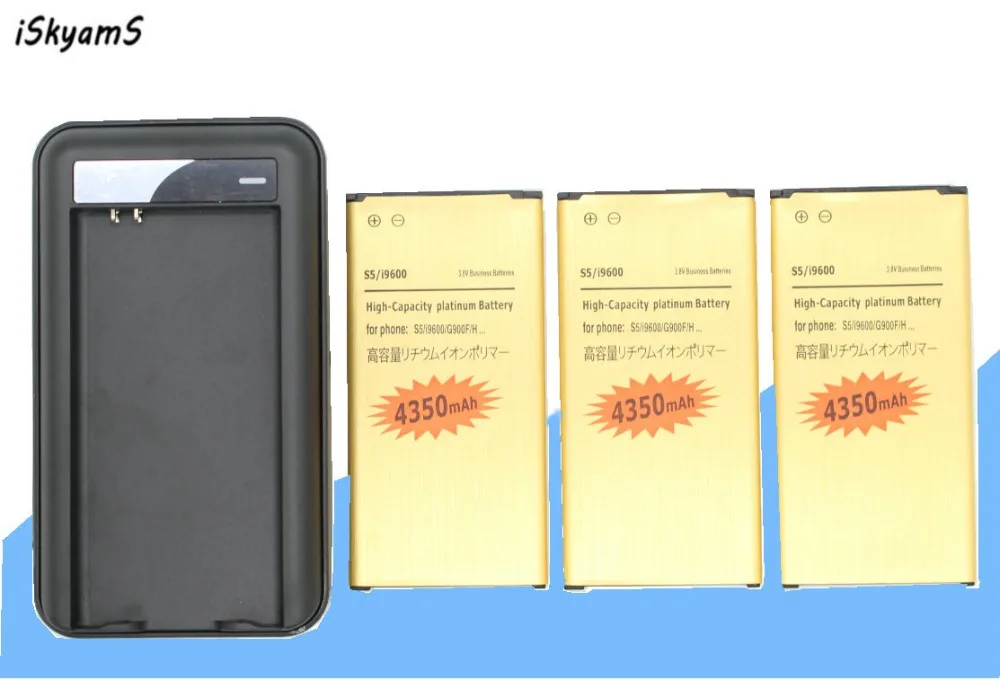 ISkyamS 3x4350 мА/ч EB-BG900BBE EB-BG900BBC-ионная Золотая батарея + зарядное устройство для Samsung