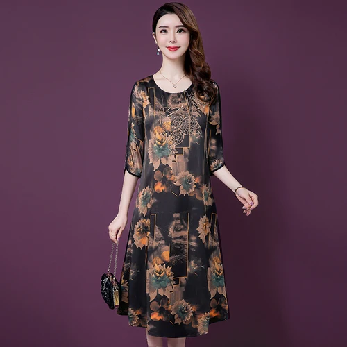 Весна-лето 2021 модное шелковое женское платье с рукавом в пять минут новый стиль