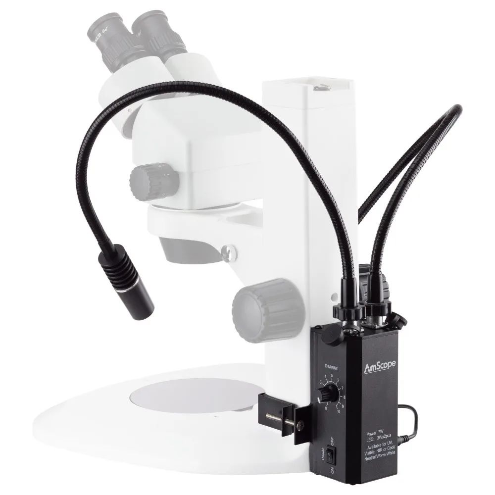 

AmScope 6 Вт Светодиодная двойная гусиная шея подсветка LED-6WA
