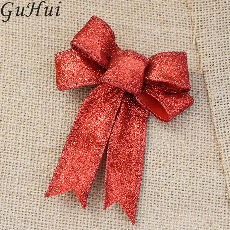 5 шт. Рождественская елка украшения поставки красочные блестящие ленты бант