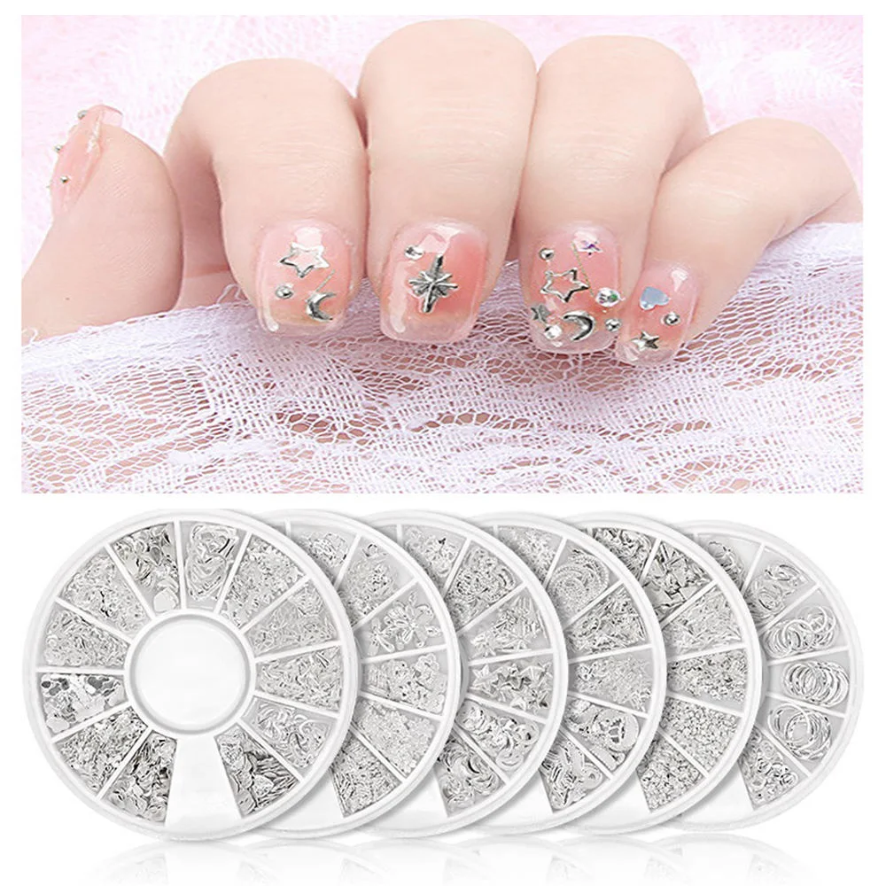 Серебряный цвет яркий стразы Необычные Бусины для маникюра 3D декоративный