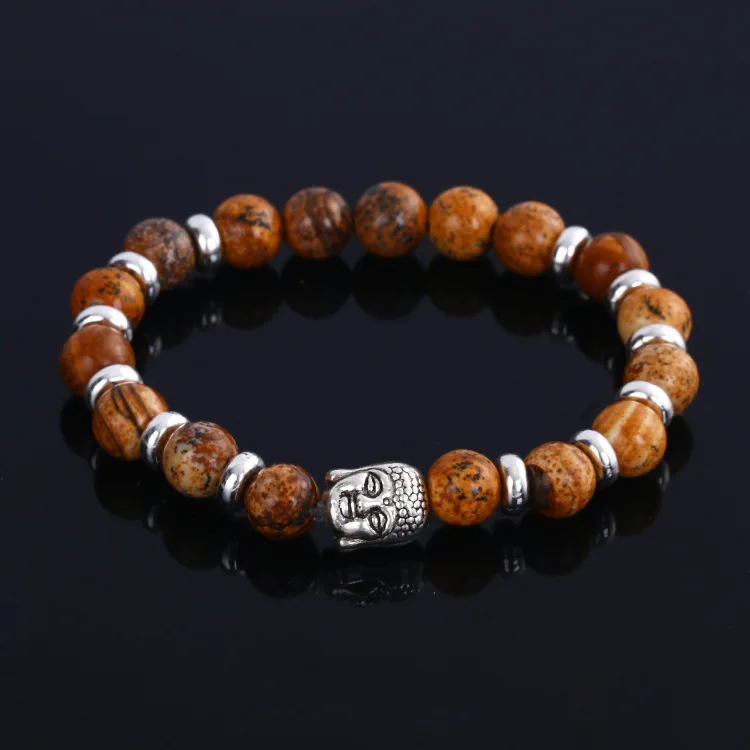 Черный камень из натуральной лавы будда браслеты для женщин и мужчин вставку внутрь эластичного ремешка